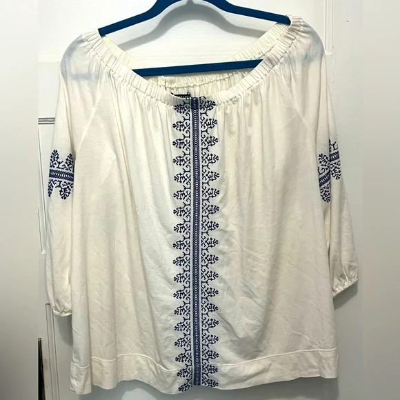 Chaps Boho White with Blue embroidery. XL - Picture 1 of 3